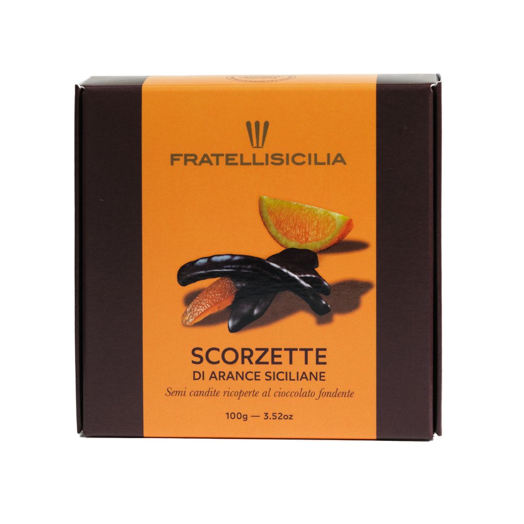 Fratelli Sicilia - Scorzette di arancia Sicilia ricoperte di cioccolato fondente