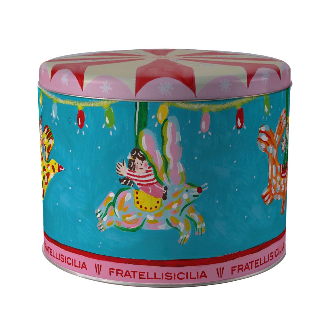 Fratelli Sicilia - La Giostra -PREMIUM CLASSIC PANETTONE con arancia rossa e uvetta siciliana – 72 ore di lenta lievitazione 1Kg