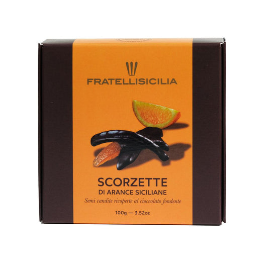 Fratelli Sicilia - Scorzette di arancia Sicilia ricoperte di cioccolato fondente